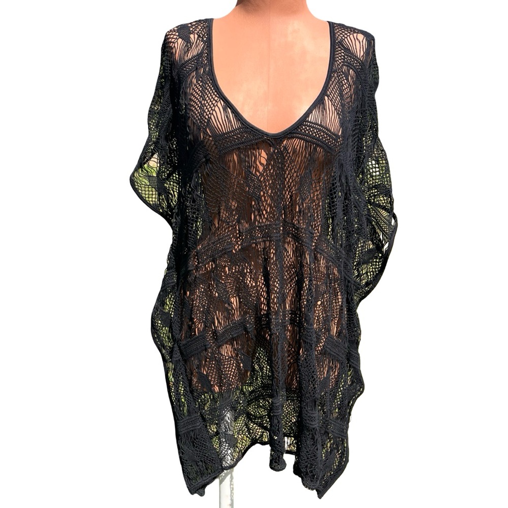 Victoria's Secret Elegant Black Crotchet Mesh Swim Cover-Up XS/S